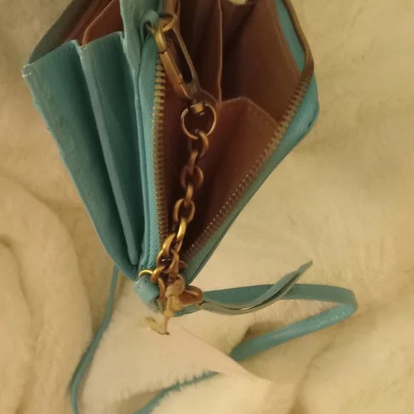 HOBO Rubie Light Aqua Leather Crossbody Bag